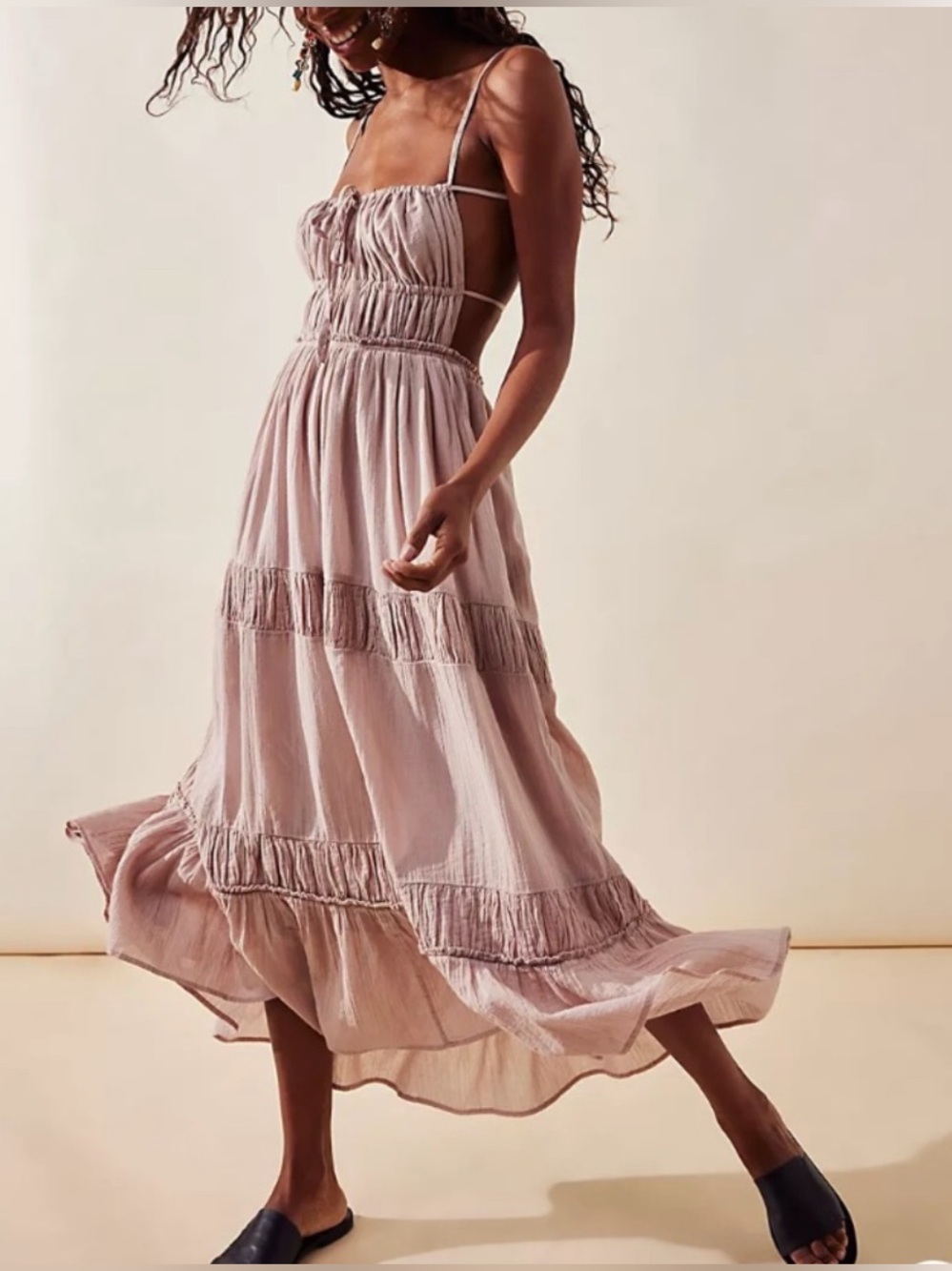 Free People Taking Sides Maxi Dress Dusty Rose